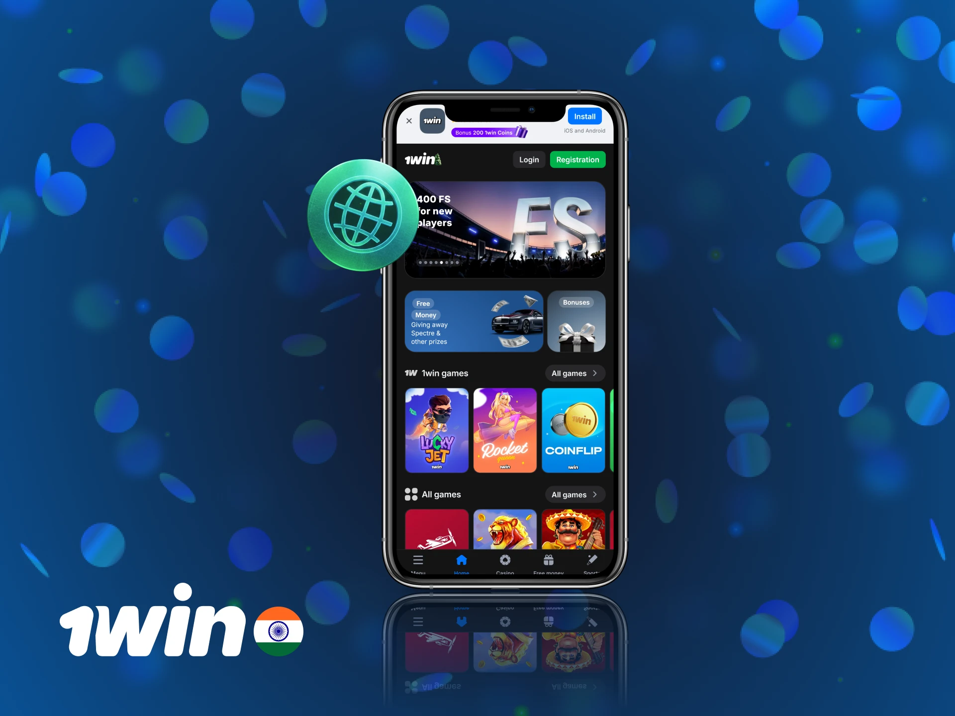 Access the 1win India mobile website to bet on the go.