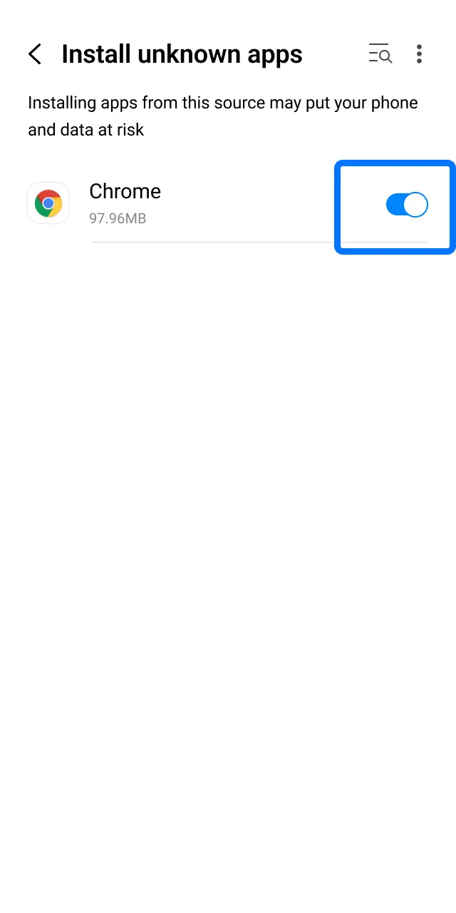 Enable Install unknown apps for your browser inside Android Settings to install 1win.