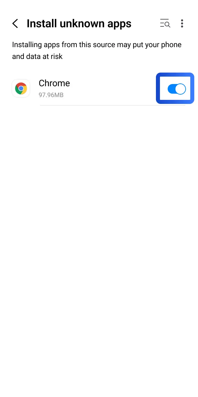 Enable Install from Unknown Sources in Android settings for your browser to install 1win.