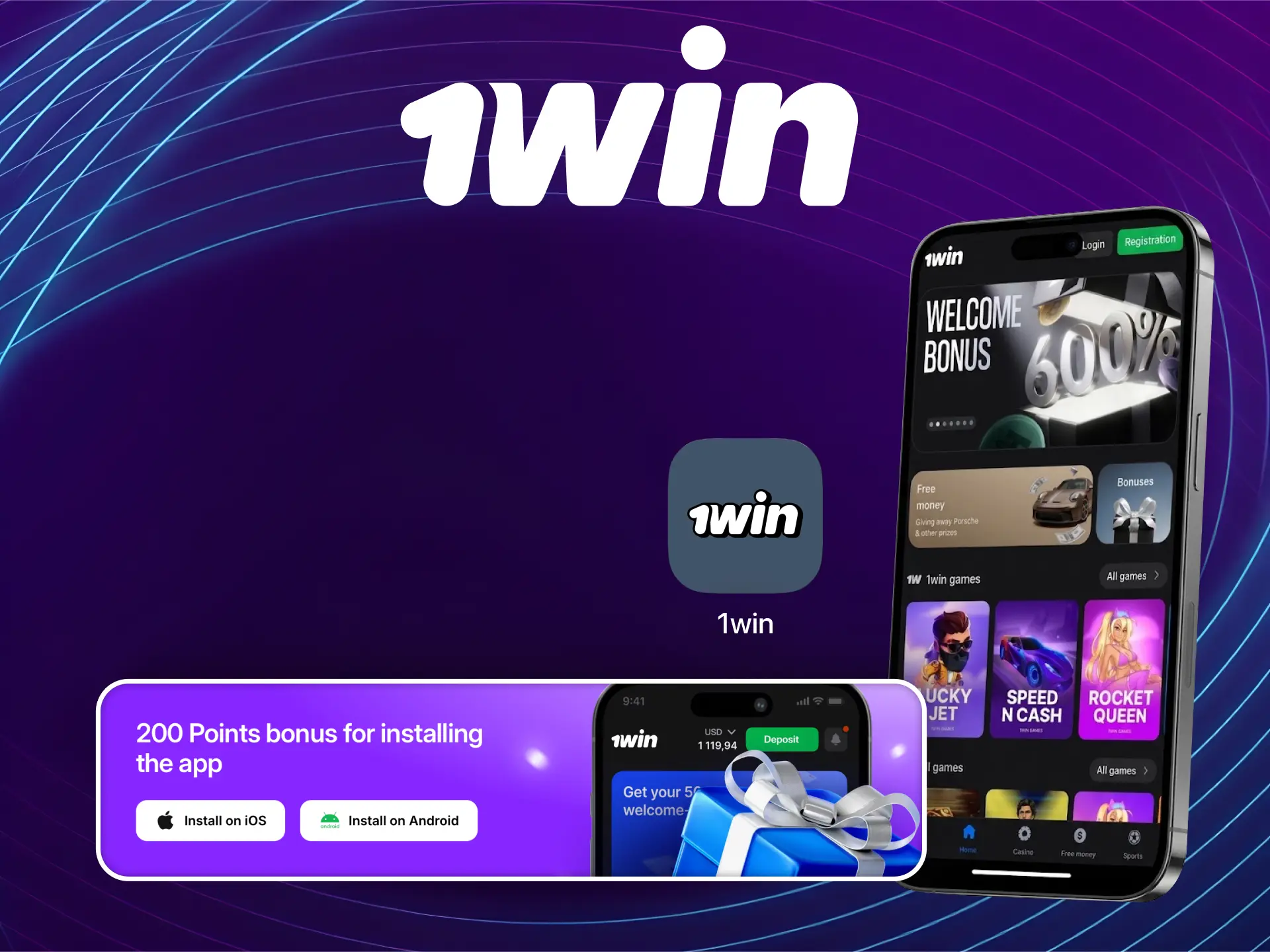 Install 1win iOS app as a PWA from Safari on your iPhone or iPad.