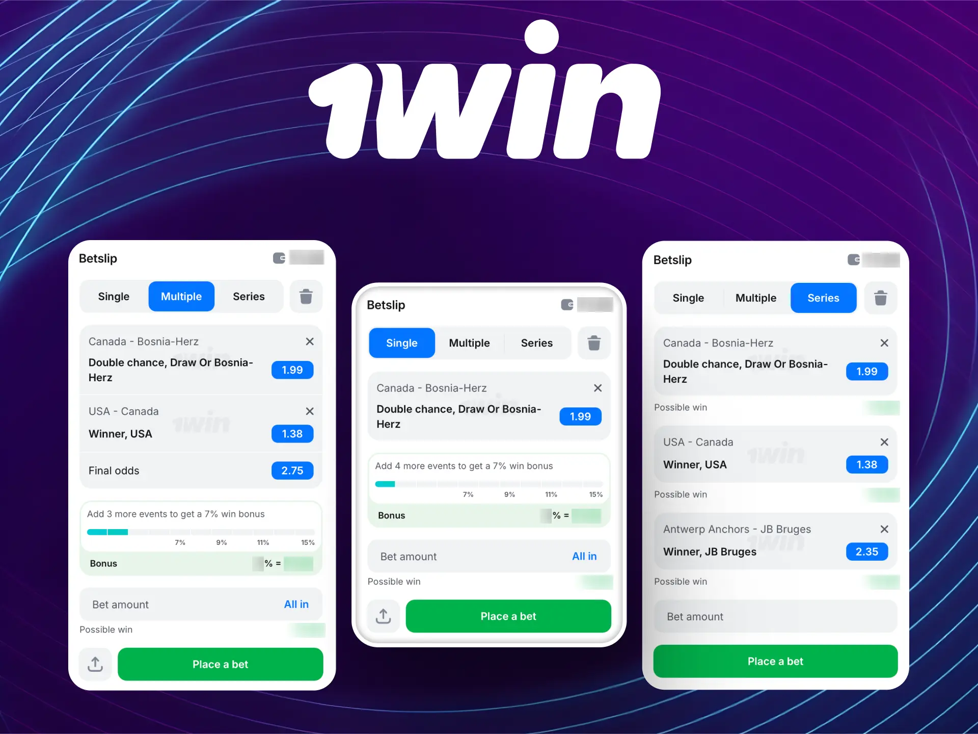 Types of bets on 1win India including singles, accumulators, and system bets.